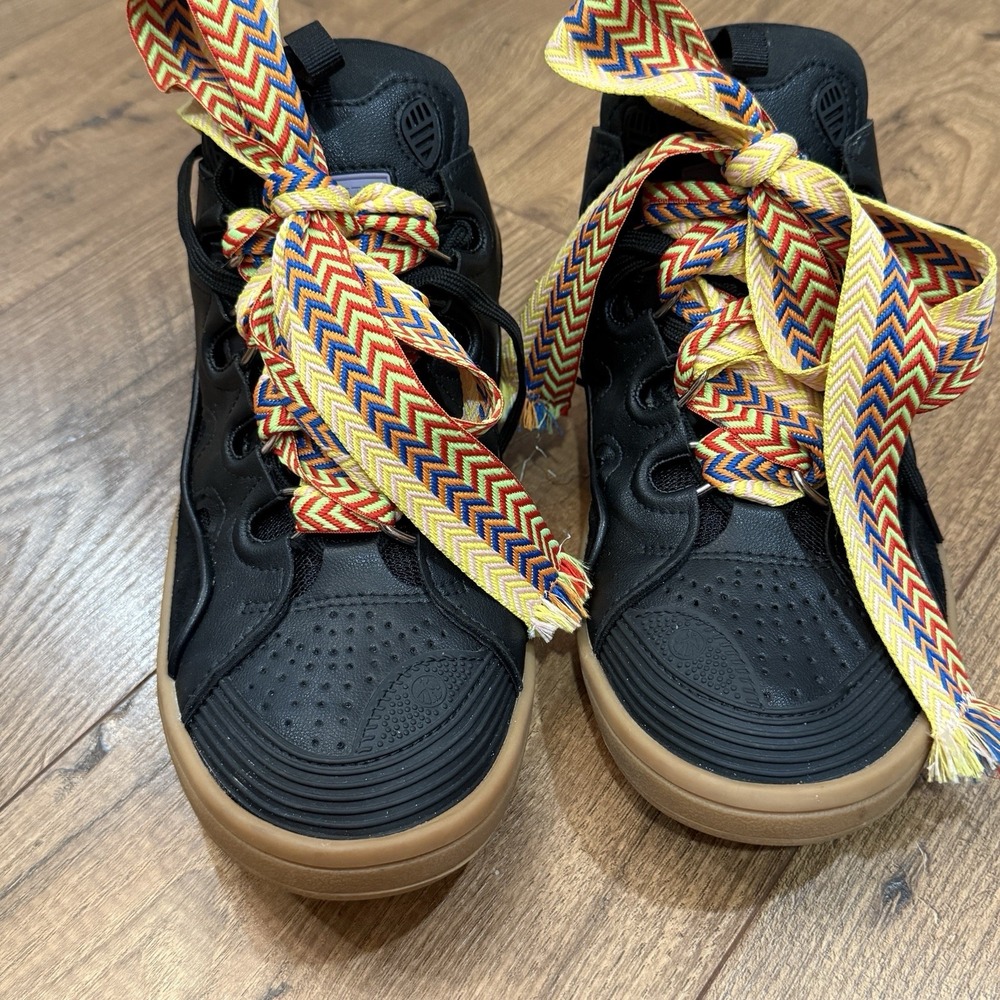 Lanvin Paris Curb Men's Sneakers Black Multi Jumbo Laces Size 44 US 11 Lace Up - Picture 3 of 10
